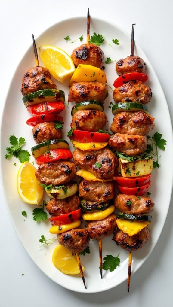 mediterranean flavored sausage skewers