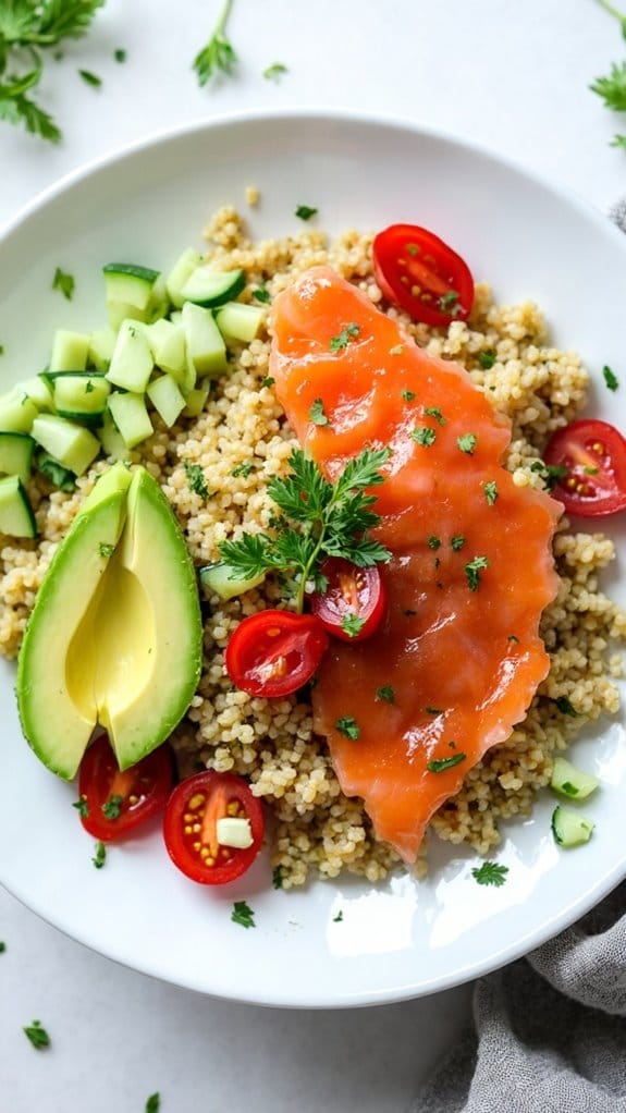 smoked salmon quinoa bowl