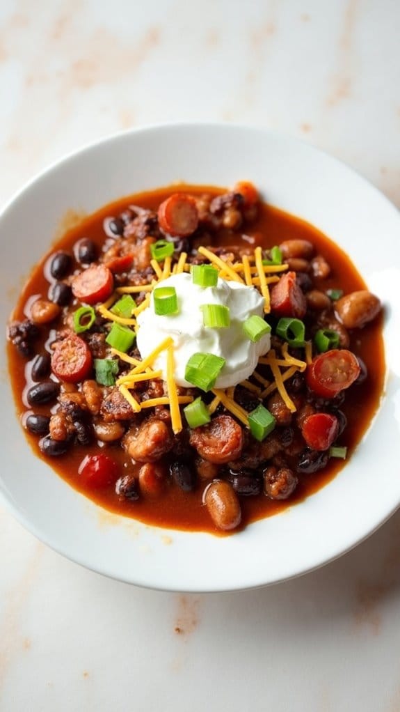 spicy sausage and bean chili