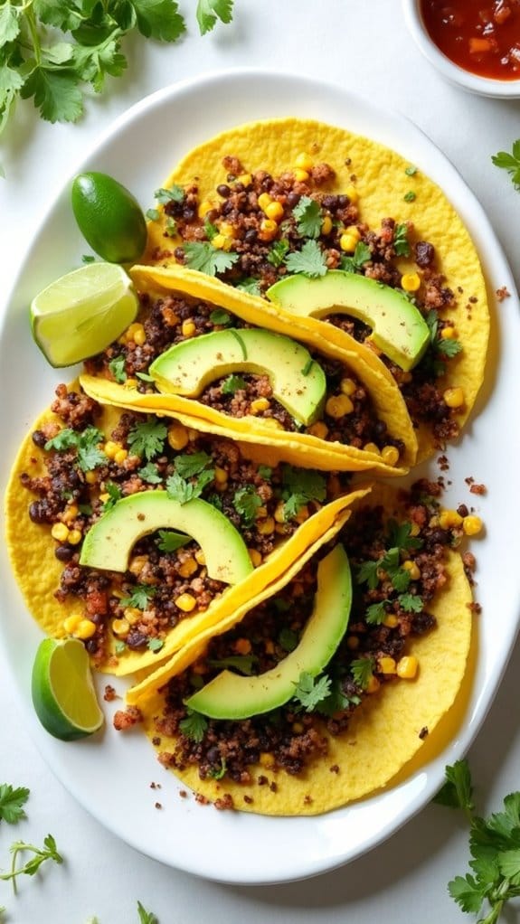 vegan avocado filled tacos